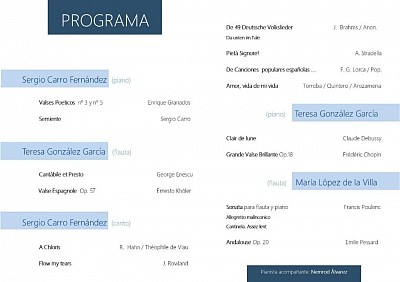 Programa del recital de Fin de Grado Profesional